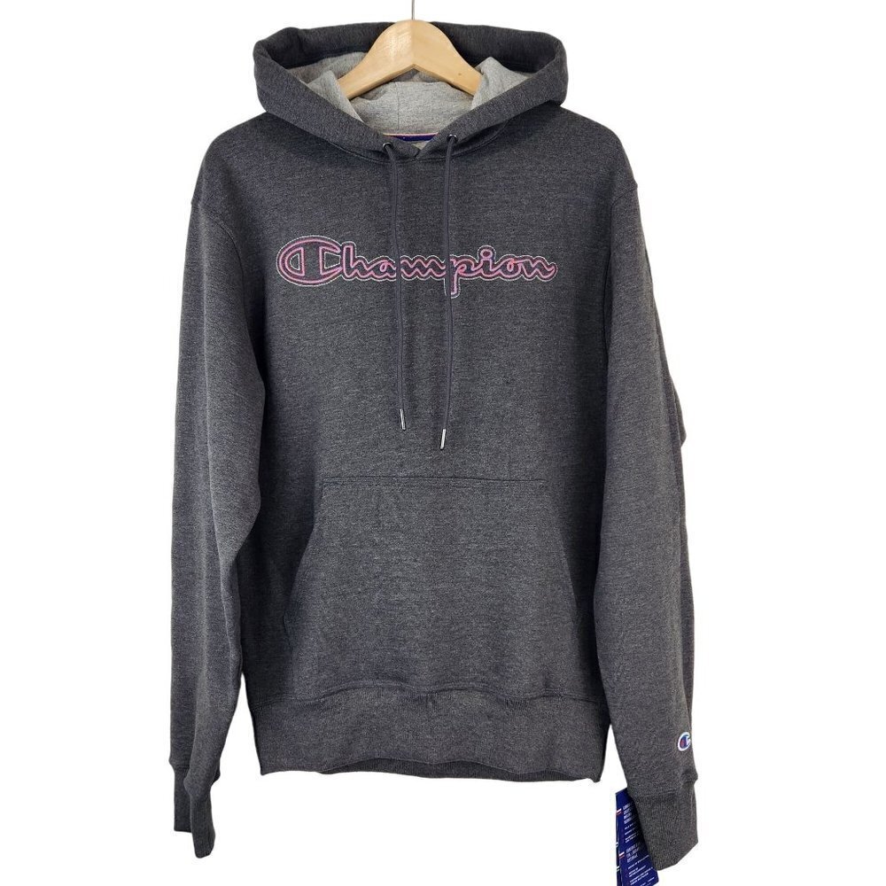 Champion Mens NWT Granite Heat Pullover Hoodie‎ S Gray Embroidered Chest Logo